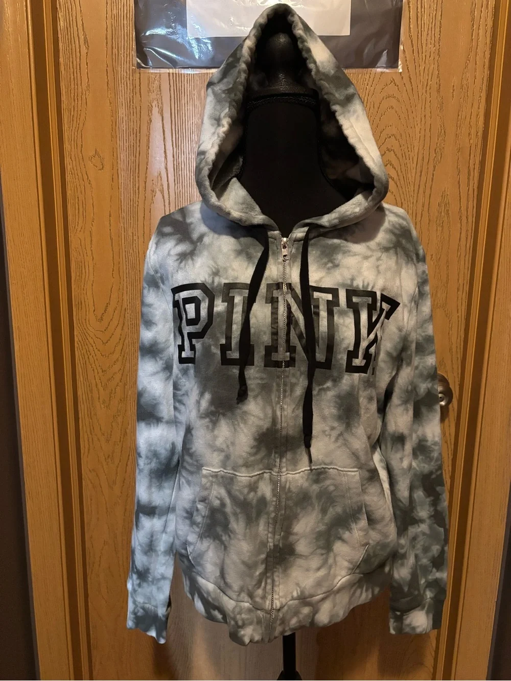 PINK Victoria's Secret Grey Tie-Dye Full-Zip Hoodie